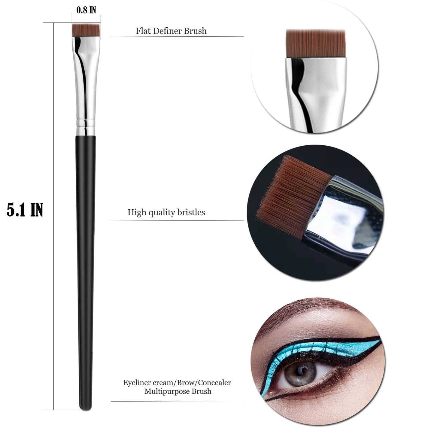 Fine Eyeliner Brushes,3 PACK Ultra Thin Angled Eyeliner Brushes and Eyebrow Brush Set,Women'S Quality Gel Eye Liner Makeup Brush,For Newbies and Salons Makeup Tools (BLACK)