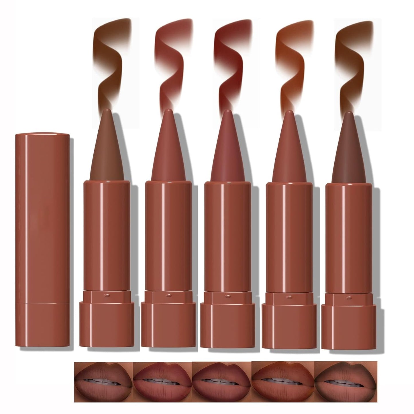 Matte Lip Liner Set - 5 Colors High Pigmented Creamy Lipliners - Long-Lasting Waterproof Lip Liner and Lipstick Set