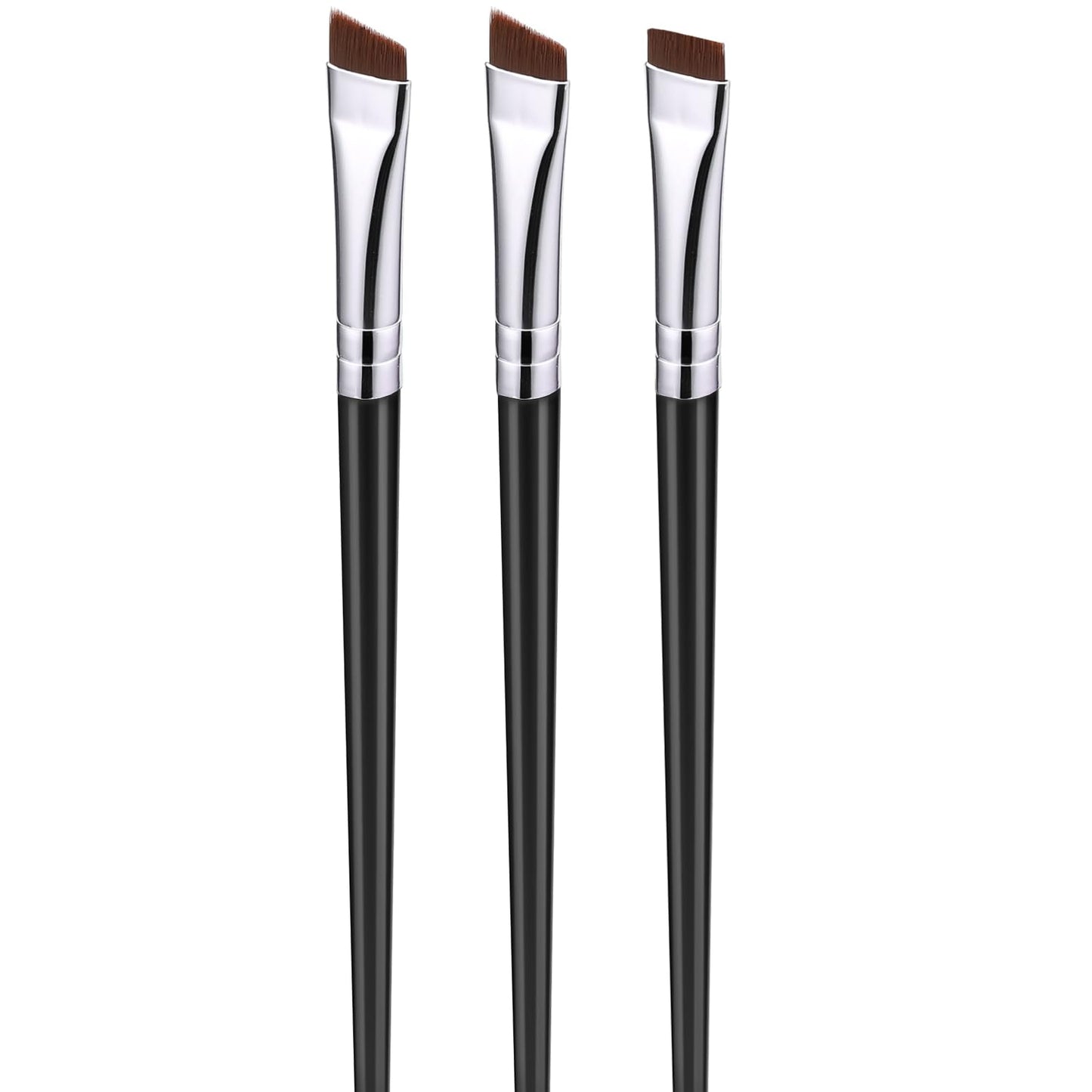 Fine Eyeliner Brushes,3 PACK Ultra Thin Angled Eyeliner Brushes and Eyebrow Brush Set,Women'S Quality Gel Eye Liner Makeup Brush,For Newbies and Salons Makeup Tools (BLACK)