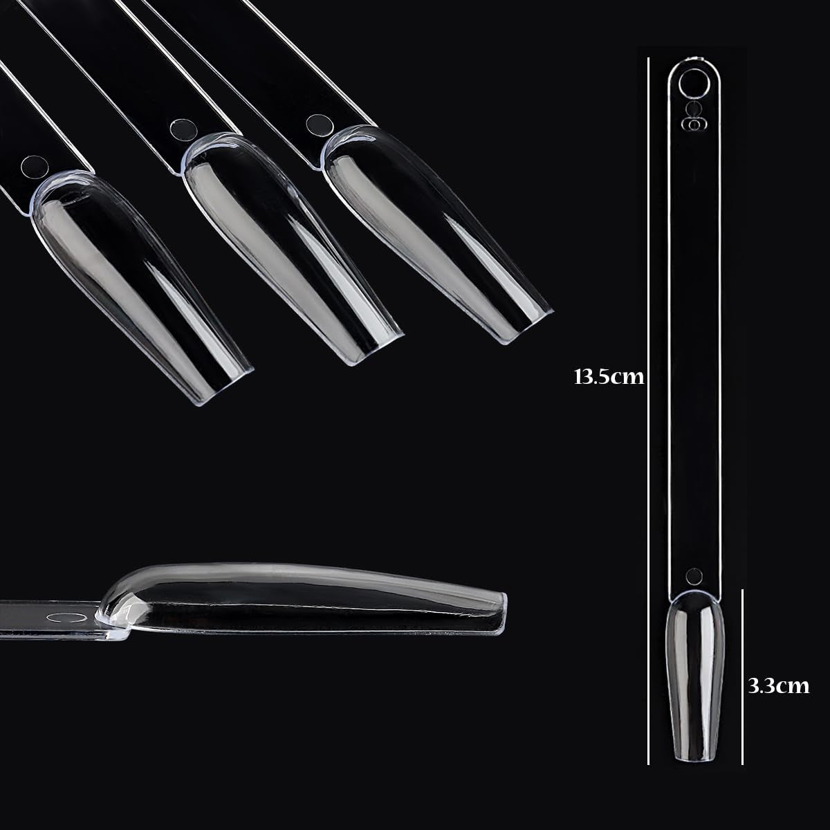 Clear Nail Color Swatch Sticks, 150Pcs with Ring, Ballerina Practice Tips, Polish Display Samples, Stuff for Nail Techs