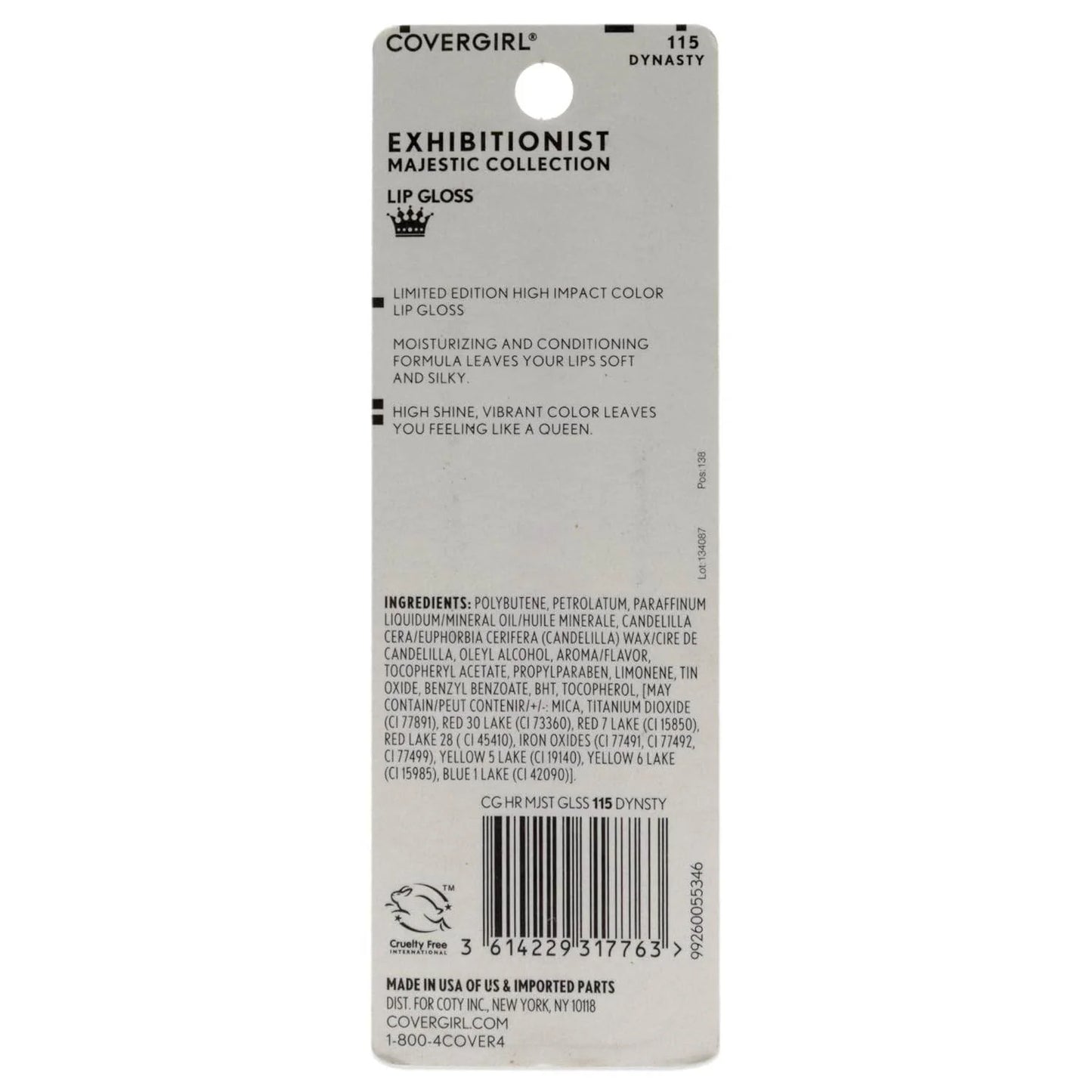 Elevate Your Look with COVERGIRL Exhibitionist Majesty Lip Gloss - Stunning Dynasty Shade for All Skin Types, 0.12 Oz