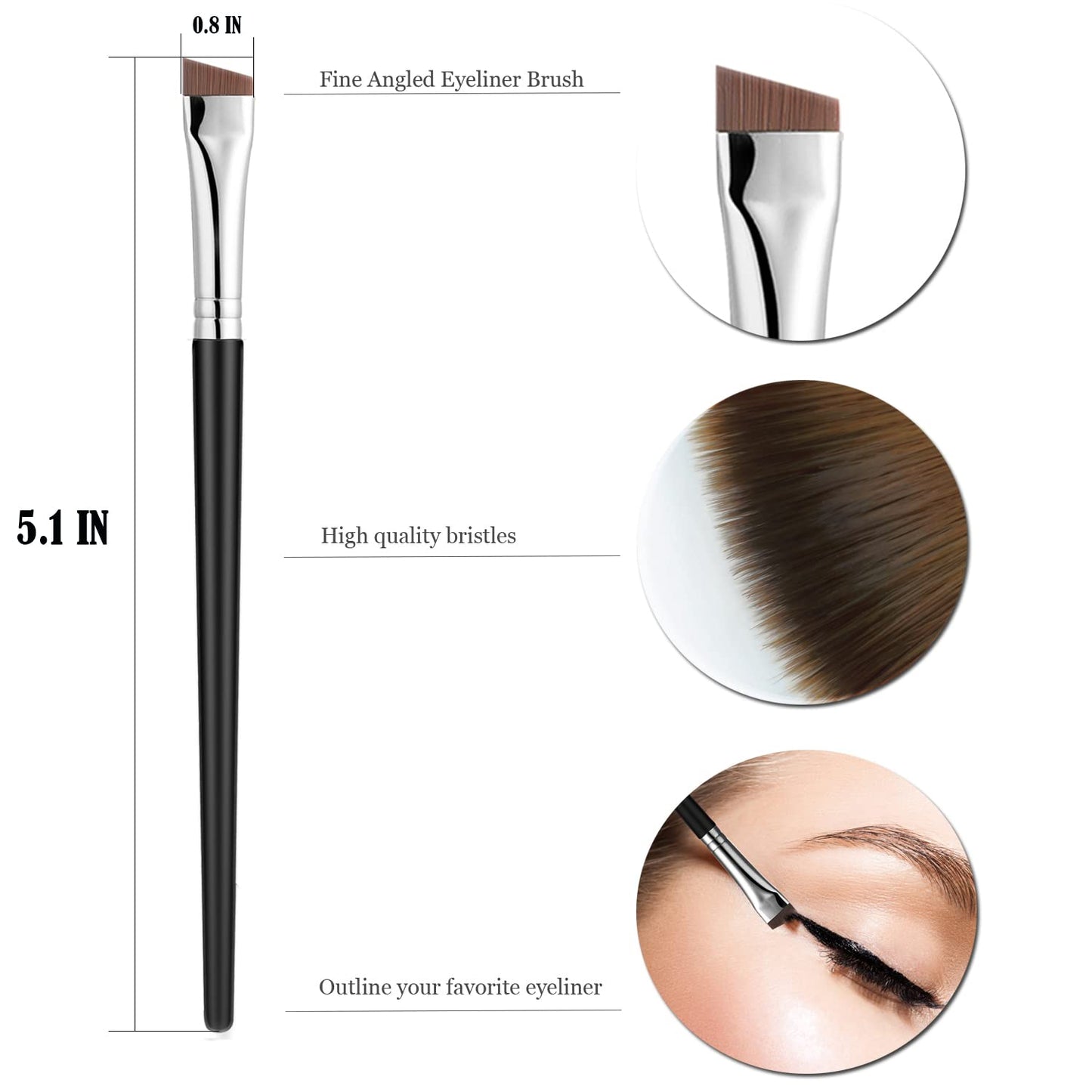 Fine Eyeliner Brushes,3 PACK Ultra Thin Angled Eyeliner Brushes and Eyebrow Brush Set,Women'S Quality Gel Eye Liner Makeup Brush,For Newbies and Salons Makeup Tools (BLACK)