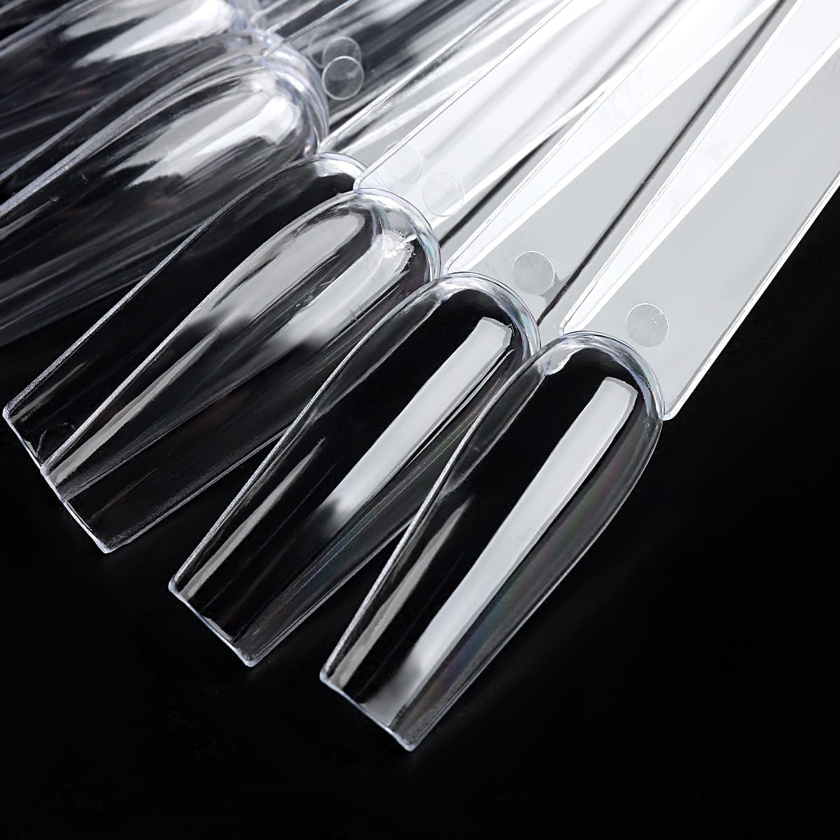 Clear Nail Color Swatch Sticks, 150Pcs with Ring, Ballerina Practice Tips, Polish Display Samples, Stuff for Nail Techs