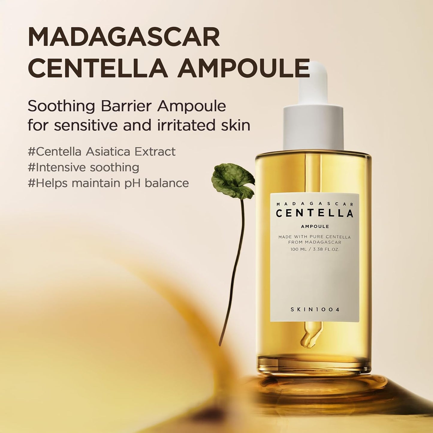 Madagascar Centella Asiatica Ampoule Facial Serum 1.85 Fl.Oz, 55Ml, Soothes Acne Prone and Sensitive Skin