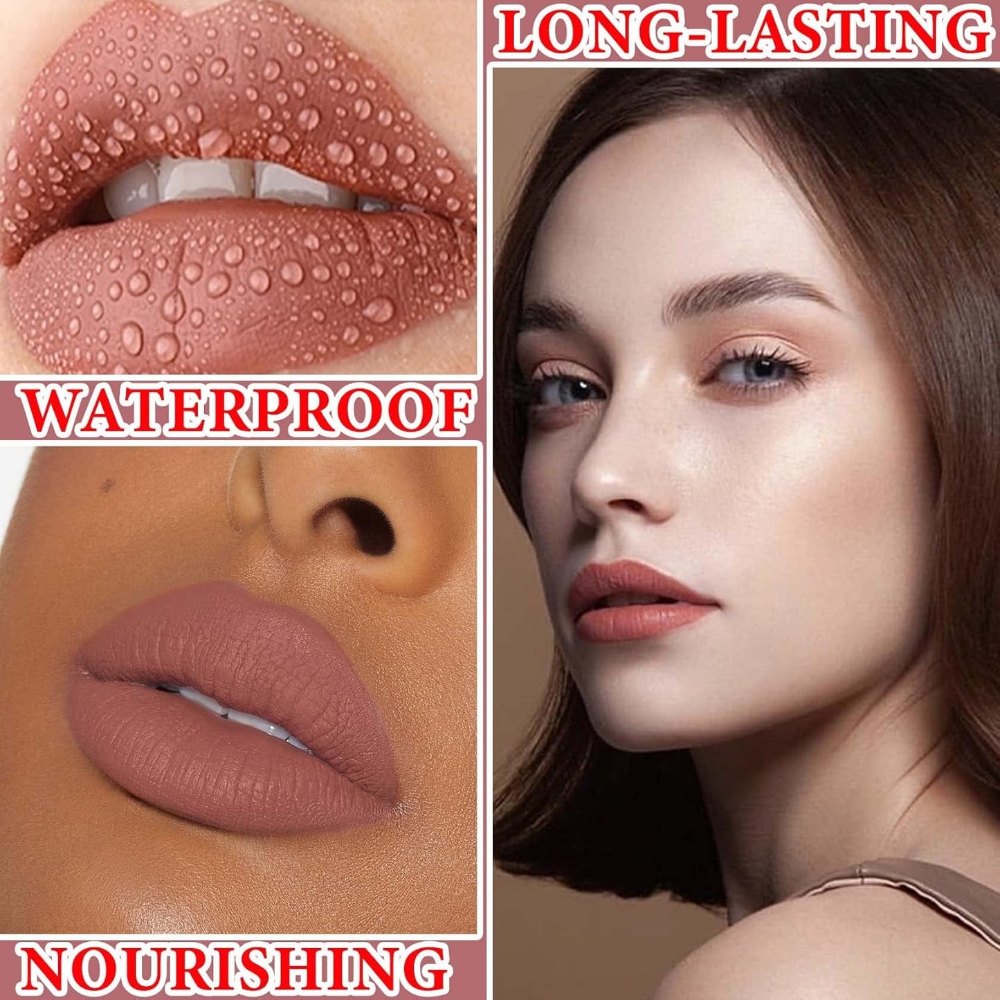 3 Pcs Matte Nude Lipstick Set,Lip Crayon Lipstick for Women Velvet Smooth Lip Gloss Stain Non-Stick Cup Lip Stick,Moisturing Long Lasting Waterproof Lipstick Lip Makeup(Set A)