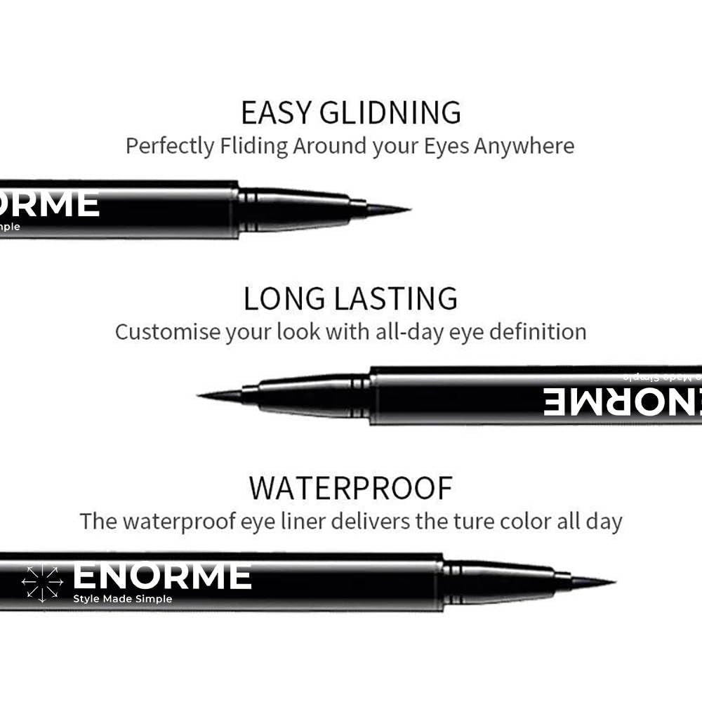 Black Waterproof Liquid Eyeliner - Vegan & Cruelty-Free Formula - Hypoallergenic Eye Makeup for Waterline and Eyelids - Long-Lasting Liquid Eyeliner (Pack of 1)