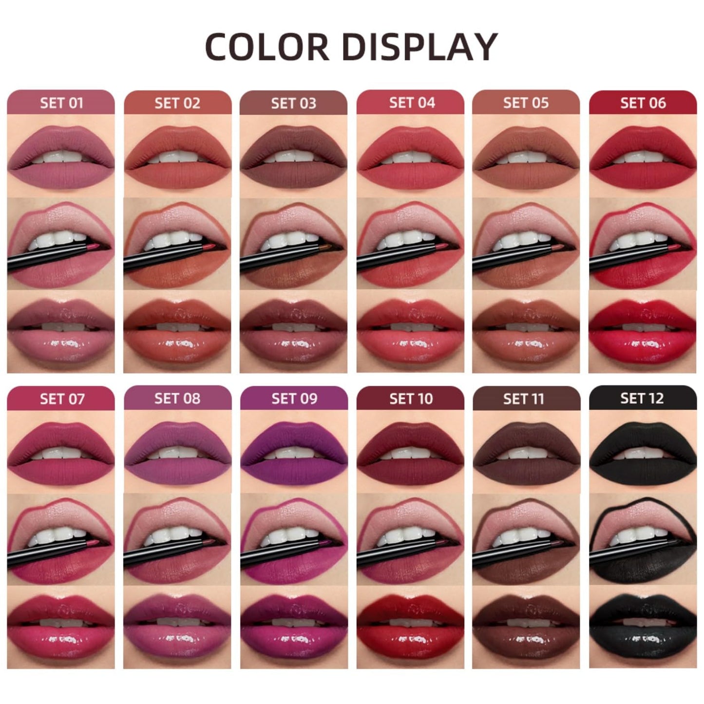 All in One Lip Kit 3 in 1 Smooth Lipliner Lipgloss and Lipstick Set with Matte Velvet Liquid Lipstick Hydrating Moisturizing Lip Gloss and Creamy Lip Liner (Kit 03, Cinnamon Bun)