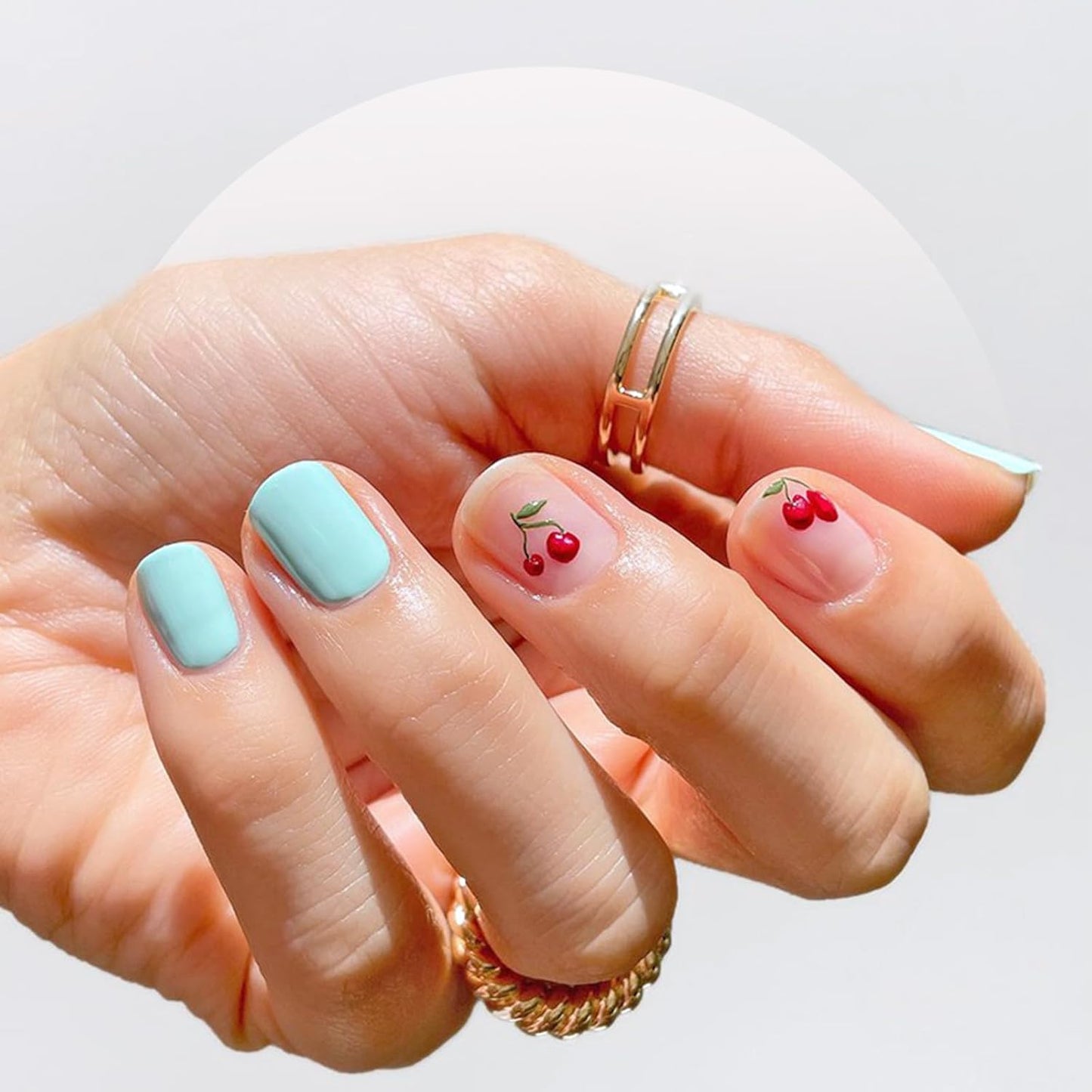 Nail Art Stickers Crystal Cherry Art Nail Sticker Decals, 5D Cherries Nails Rhinestones Charms Fruit Self-Adhesive DIY Design French Tip Nail Decals