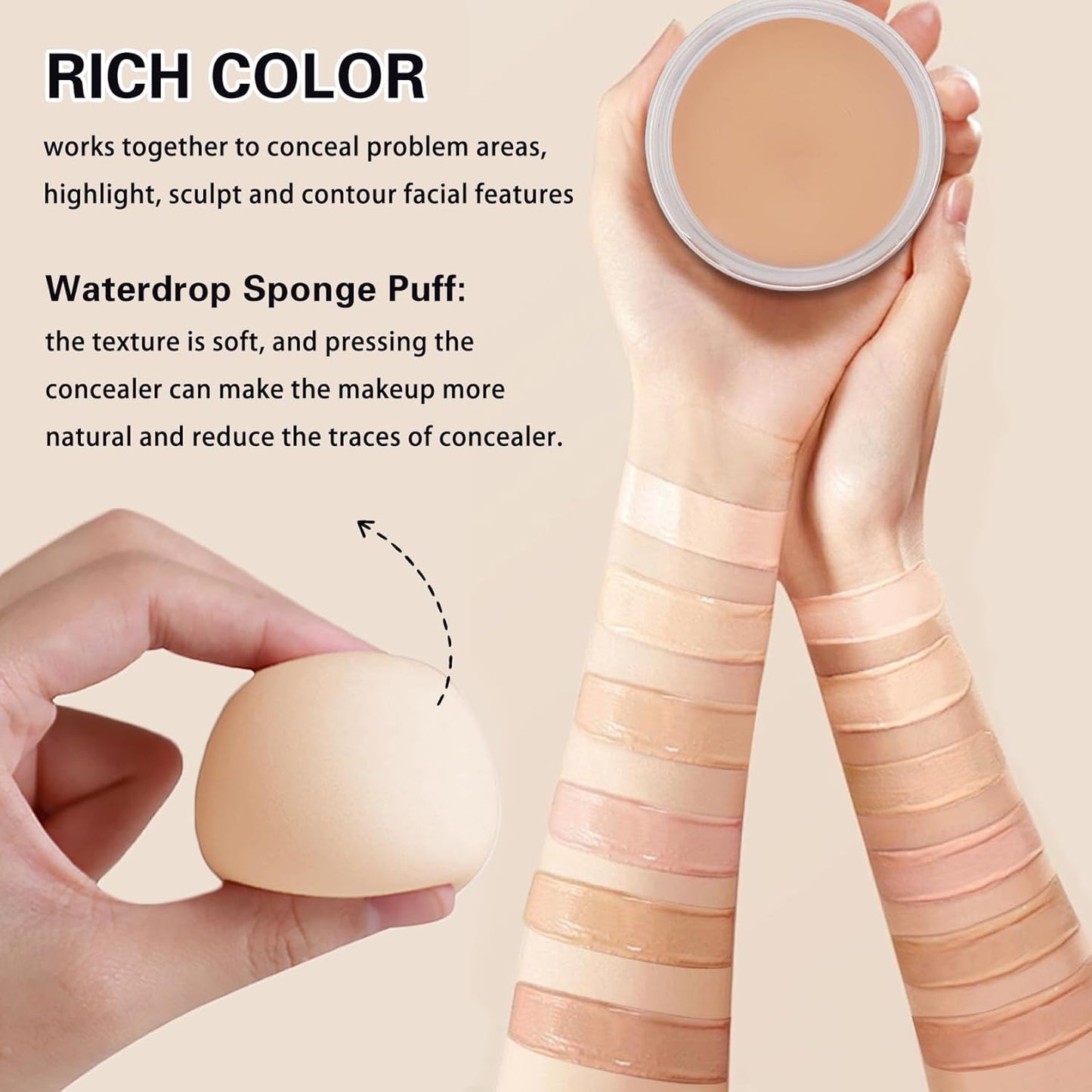 Under Eye Concealer for Dark Circles with Primer,Pot Concealer Full Coverage Tattoo Cover up Makeup,Nourishing and Moisturizing,Cruelty-Free(04 Light)