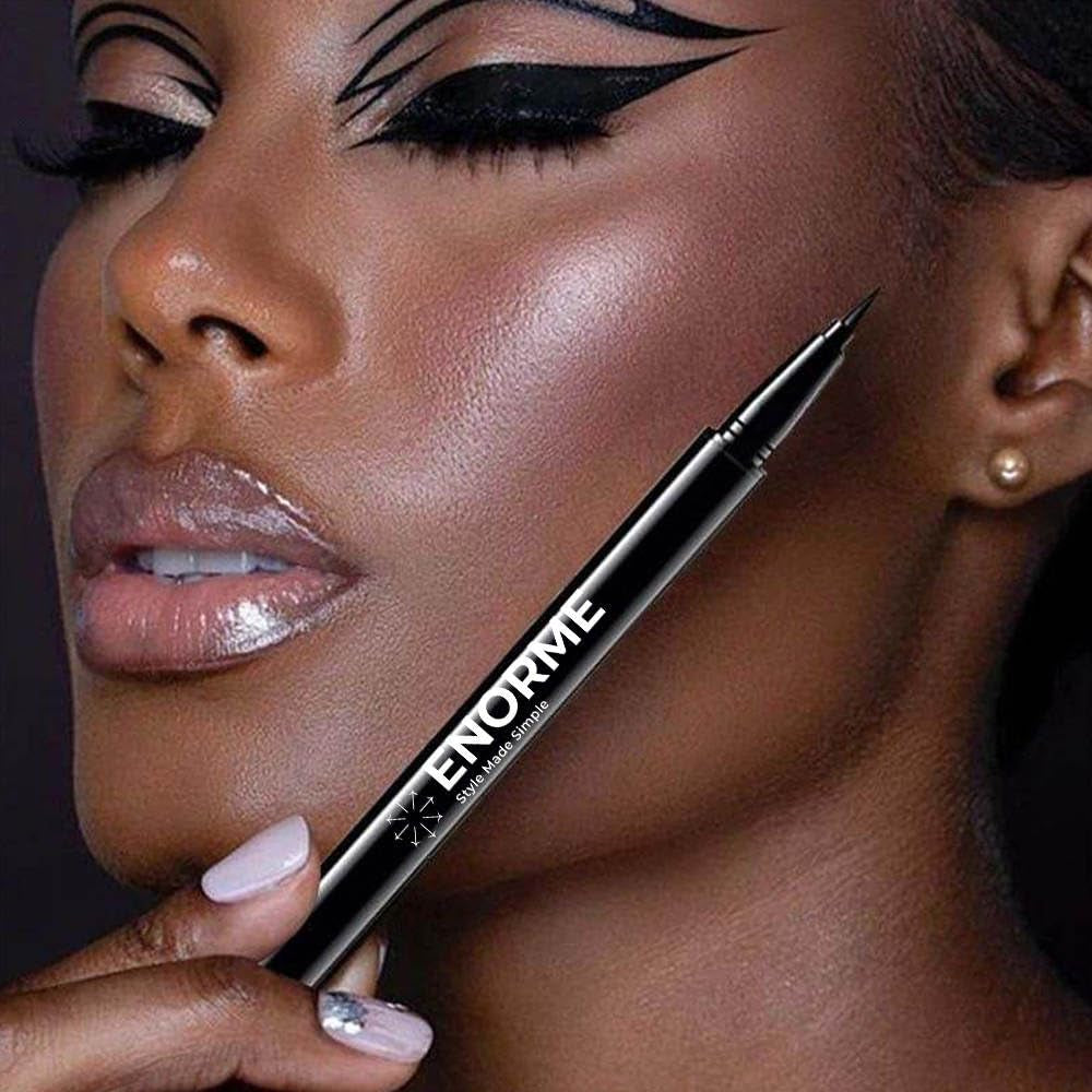 Black Waterproof Liquid Eyeliner - Vegan & Cruelty-Free Formula - Hypoallergenic Eye Makeup for Waterline and Eyelids - Long-Lasting Liquid Eyeliner (Pack of 1)