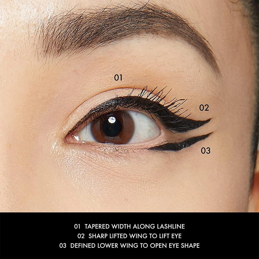 Black Waterproof Liquid Eyeliner - Vegan & Cruelty-Free Formula - Hypoallergenic Eye Makeup for Waterline and Eyelids - Long-Lasting Liquid Eyeliner (Pack of 1)