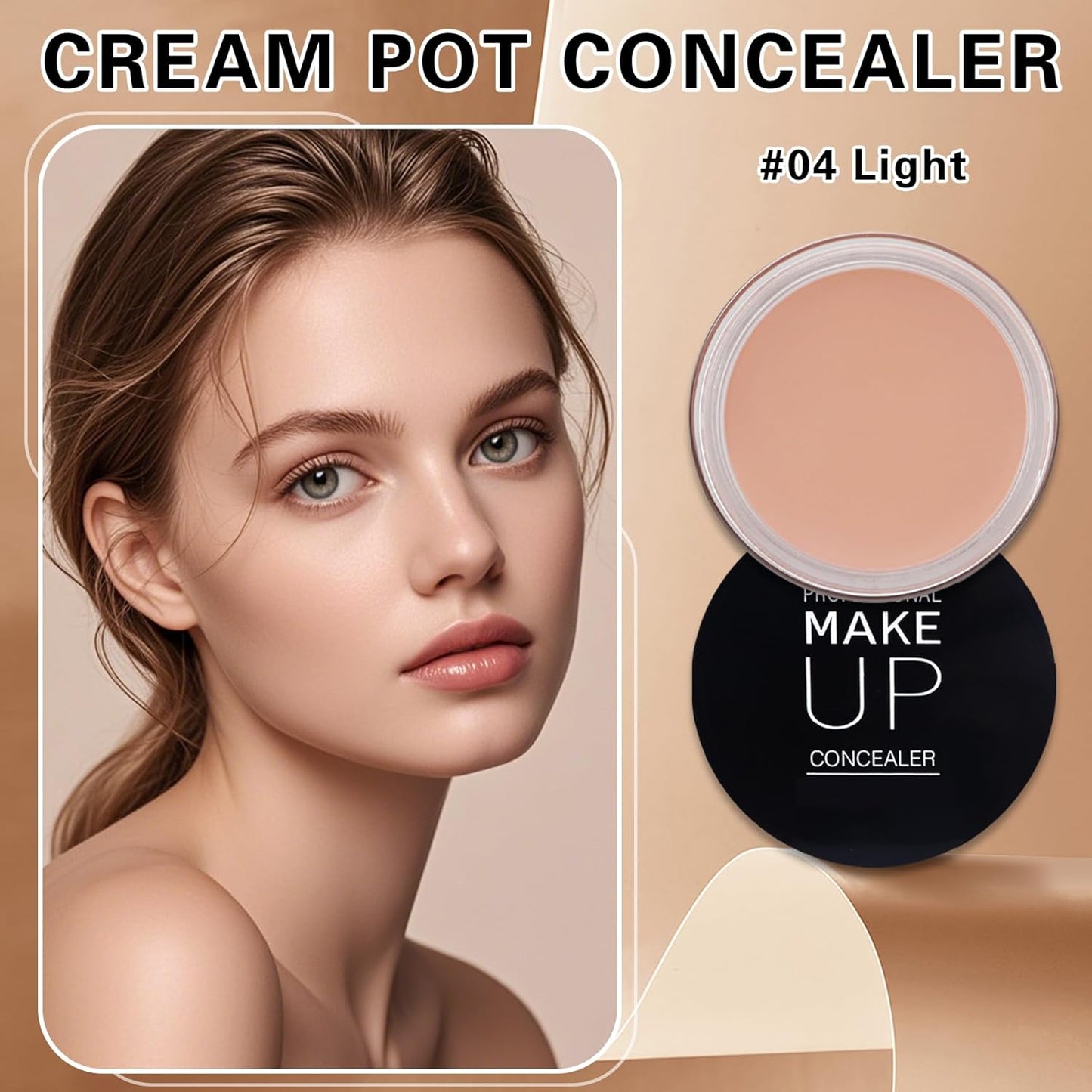 Under Eye Concealer for Dark Circles with Primer,Pot Concealer Full Coverage Tattoo Cover up Makeup,Nourishing and Moisturizing,Cruelty-Free(04 Light)