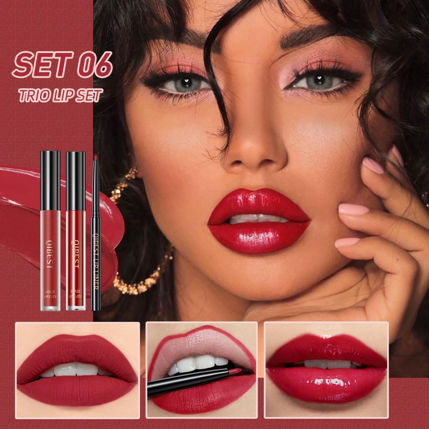 All in One Lip Kit 3 in 1 Smooth Lipliner Lipgloss and Lipstick Set with Matte Velvet Liquid Lipstick Hydrating Moisturizing Lip Gloss and Creamy Lip Liner (Kit 03, Cinnamon Bun)