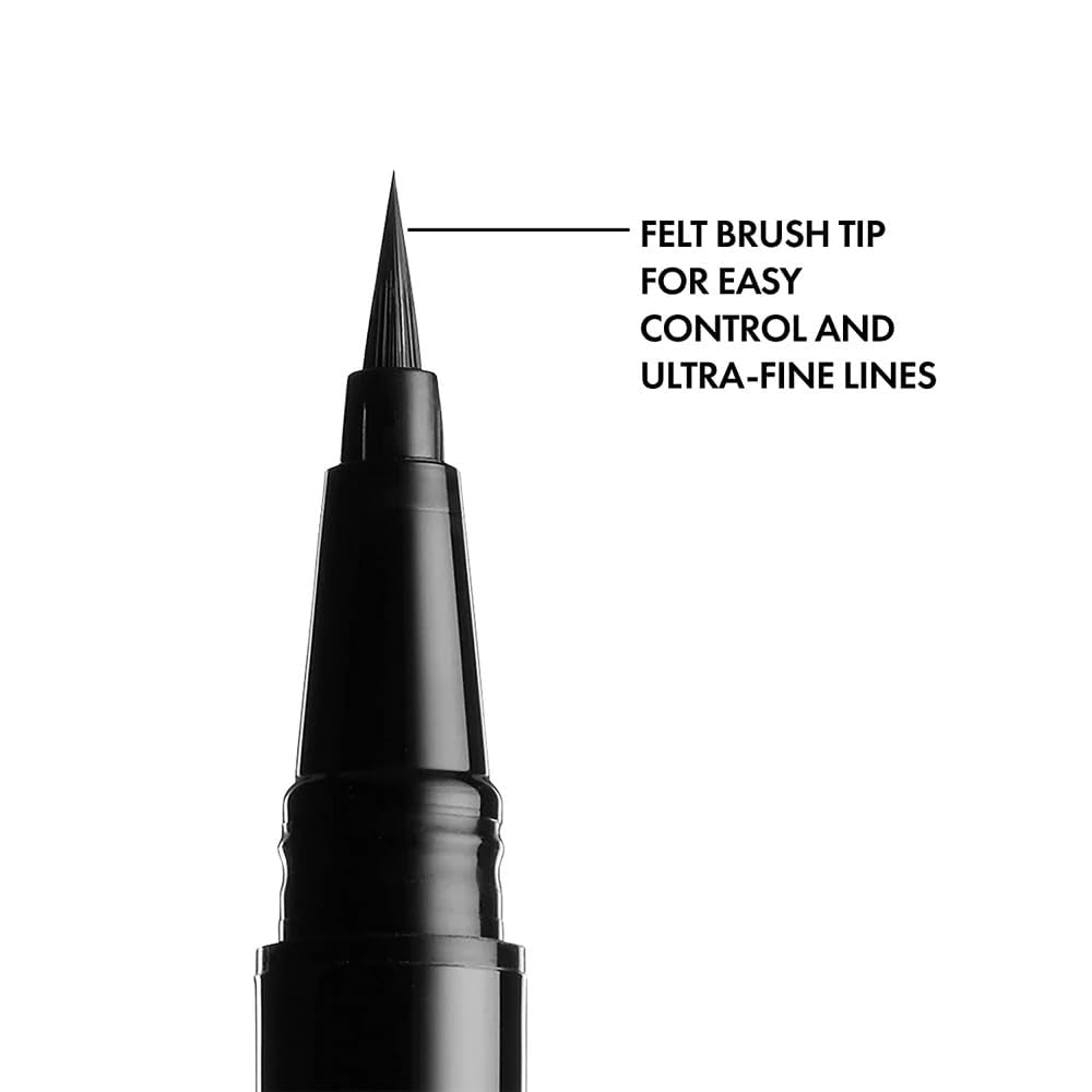 Black Waterproof Liquid Eyeliner - Vegan & Cruelty-Free Formula - Hypoallergenic Eye Makeup for Waterline and Eyelids - Long-Lasting Liquid Eyeliner (Pack of 1)