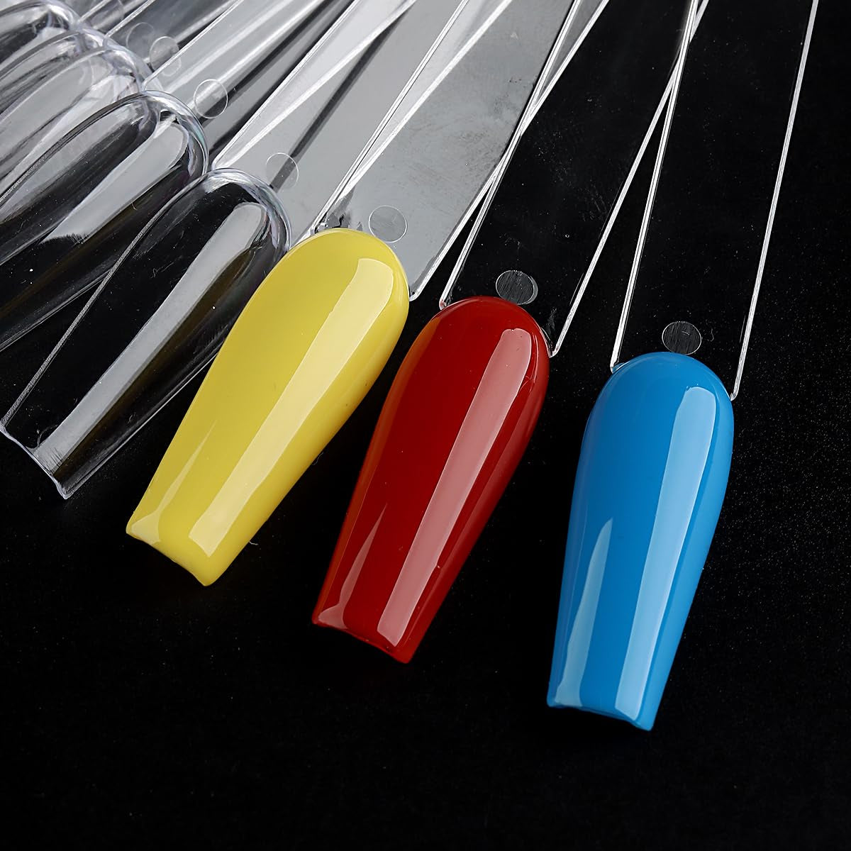 Clear Nail Color Swatch Sticks, 150Pcs with Ring, Ballerina Practice Tips, Polish Display Samples, Stuff for Nail Techs