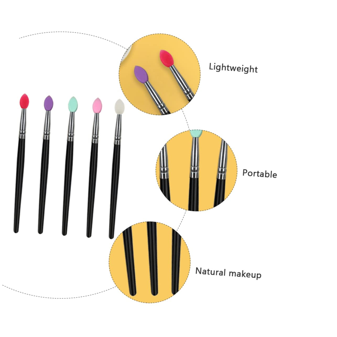 5Pcs Makeup Kit Women Cosmetics Face Beauty Tools Set Eye Face Makeup Brushes Plastic Handle Makeup Tools for Purpose