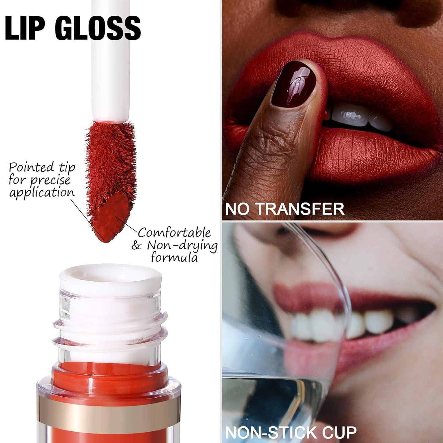 KISSPROOF 6Pcs Liquid Lipstick & Lip Liner Set, 3 Highly Pigmented Lip Gloss, 3 Matte Lip Crayons with Built-In Sharpener, Non-Stick Cup Lips Makeup Gift for Women, PP01 VIOLET