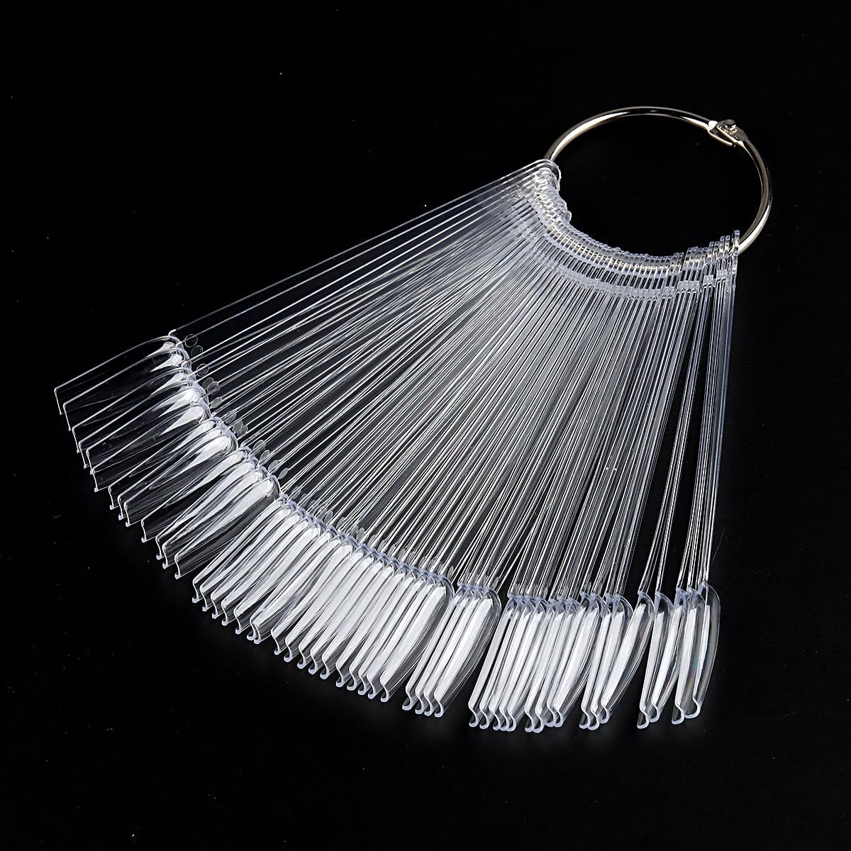 Clear Nail Color Swatch Sticks, 150Pcs with Ring, Ballerina Practice Tips, Polish Display Samples, Stuff for Nail Techs