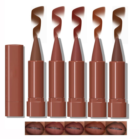Matte Lip Liner Set - 5 Colors High Pigmented Creamy Lipliners - Long-Lasting Waterproof Lip Liner and Lipstick Set