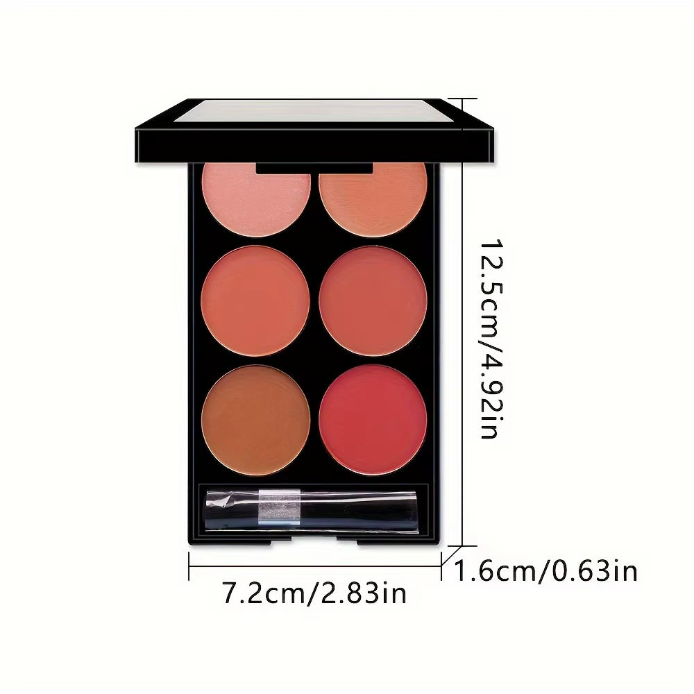 Transform Your Look with Our 6-Color All-In-One Blush and Contouring Palette - Pearlescent Matte Finish for Effortless Beauty