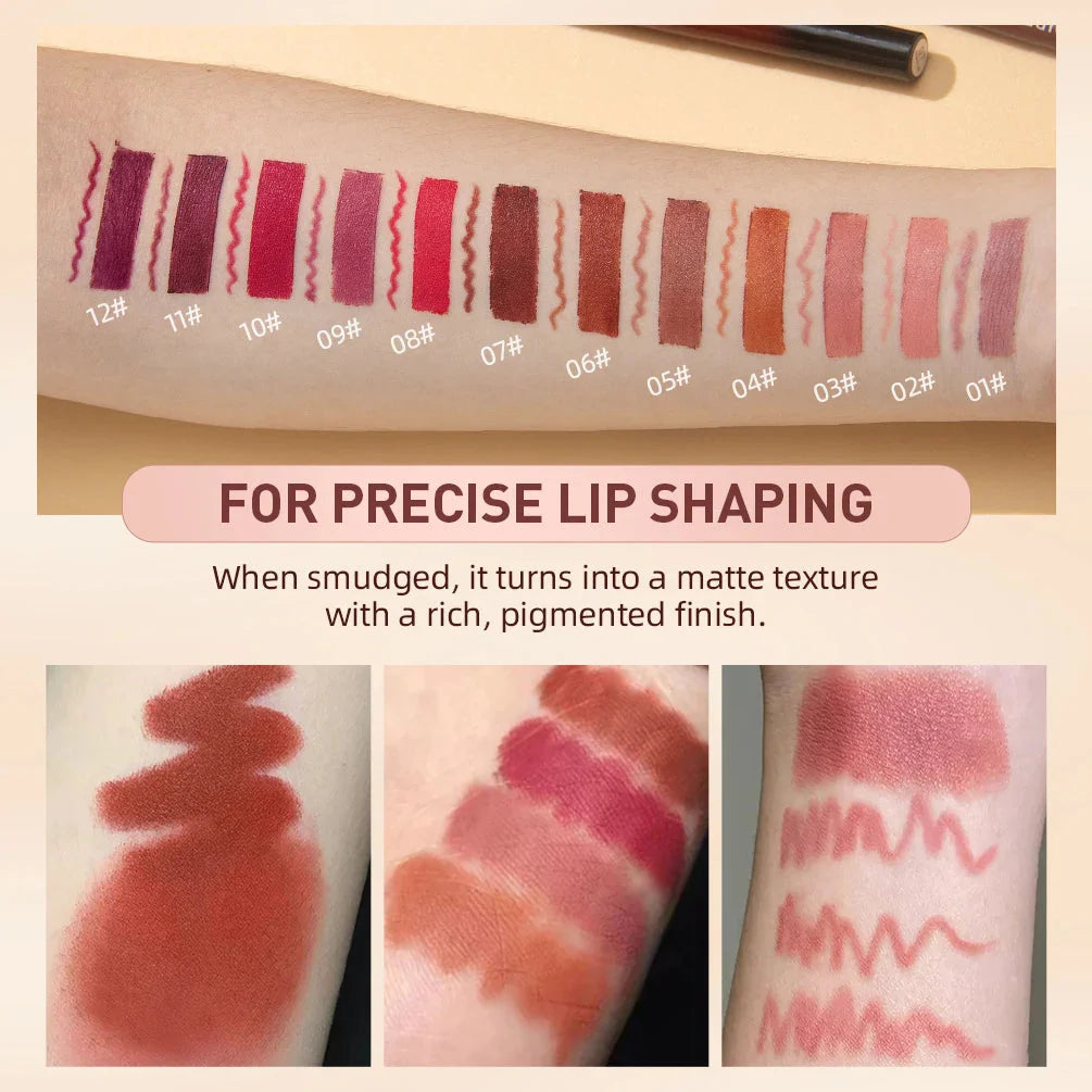 QIBEST 2-Piece Matte Velvet Lipstick and Lip Liner Set - Long Lasting, Waterproof, and Perfect for a Sexy Red Lip Look