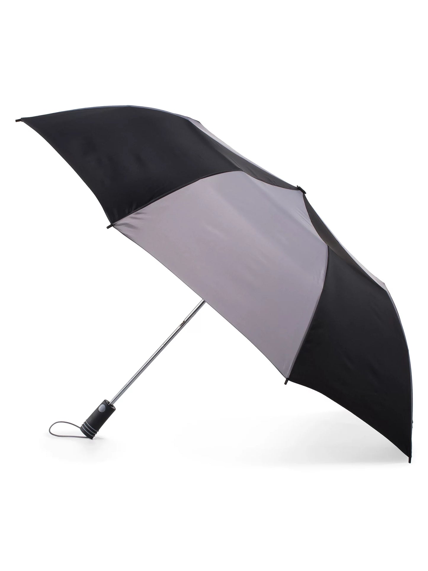 Recycled Canopy Vented One-Touch Auto Open Golf Rain Umbrella with Sunguard Black Gray