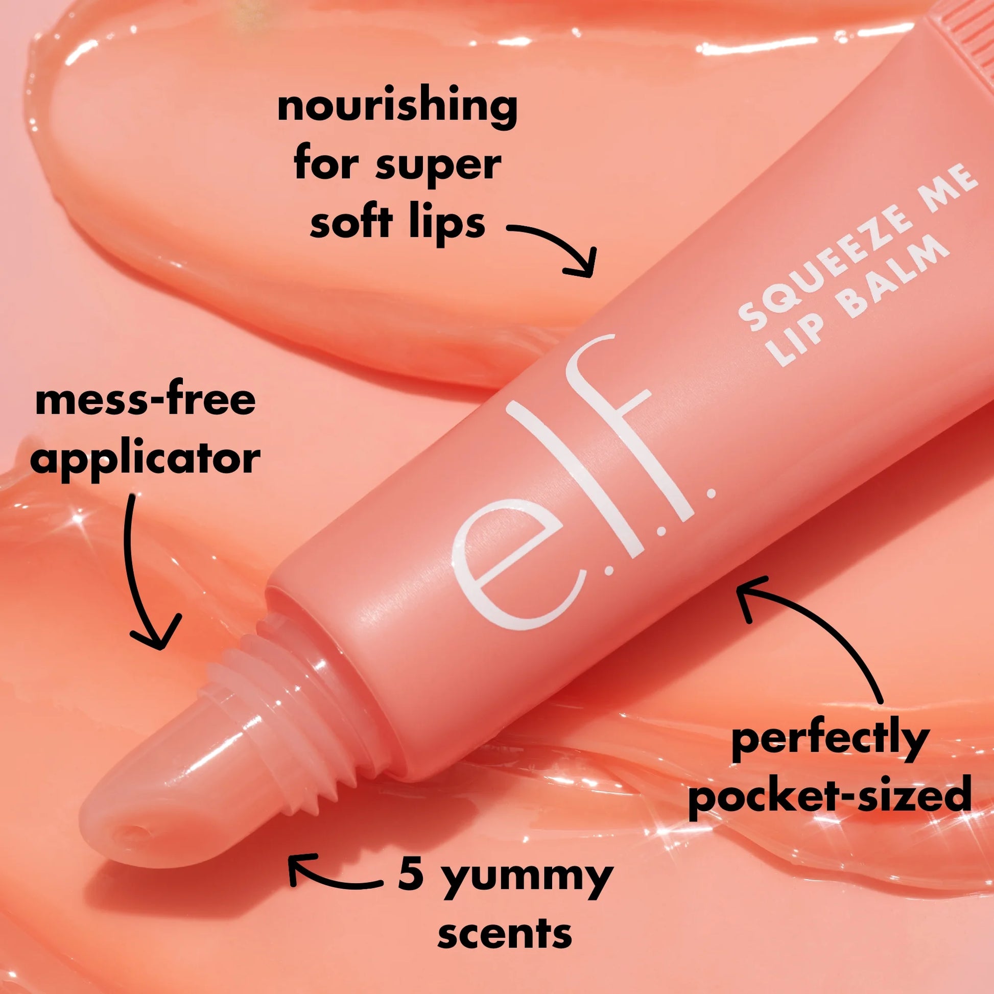 E.L.F. Squeeze Me Lip Balm in Juicy Peach - Hydrating Sheer Tint for Soft, Nourished Lips (0.21 Oz)