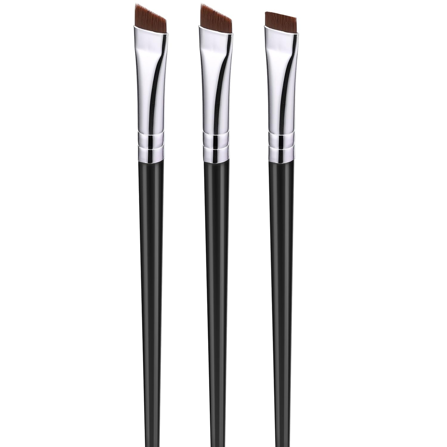 Fine Eyeliner Brushes,3 PACK Ultra Thin Angled Eyeliner Brushes and Eyebrow Brush Set,Women'S Quality Gel Eye Liner Makeup Brush,For Newbies and Salons Makeup Tools (BLACK)