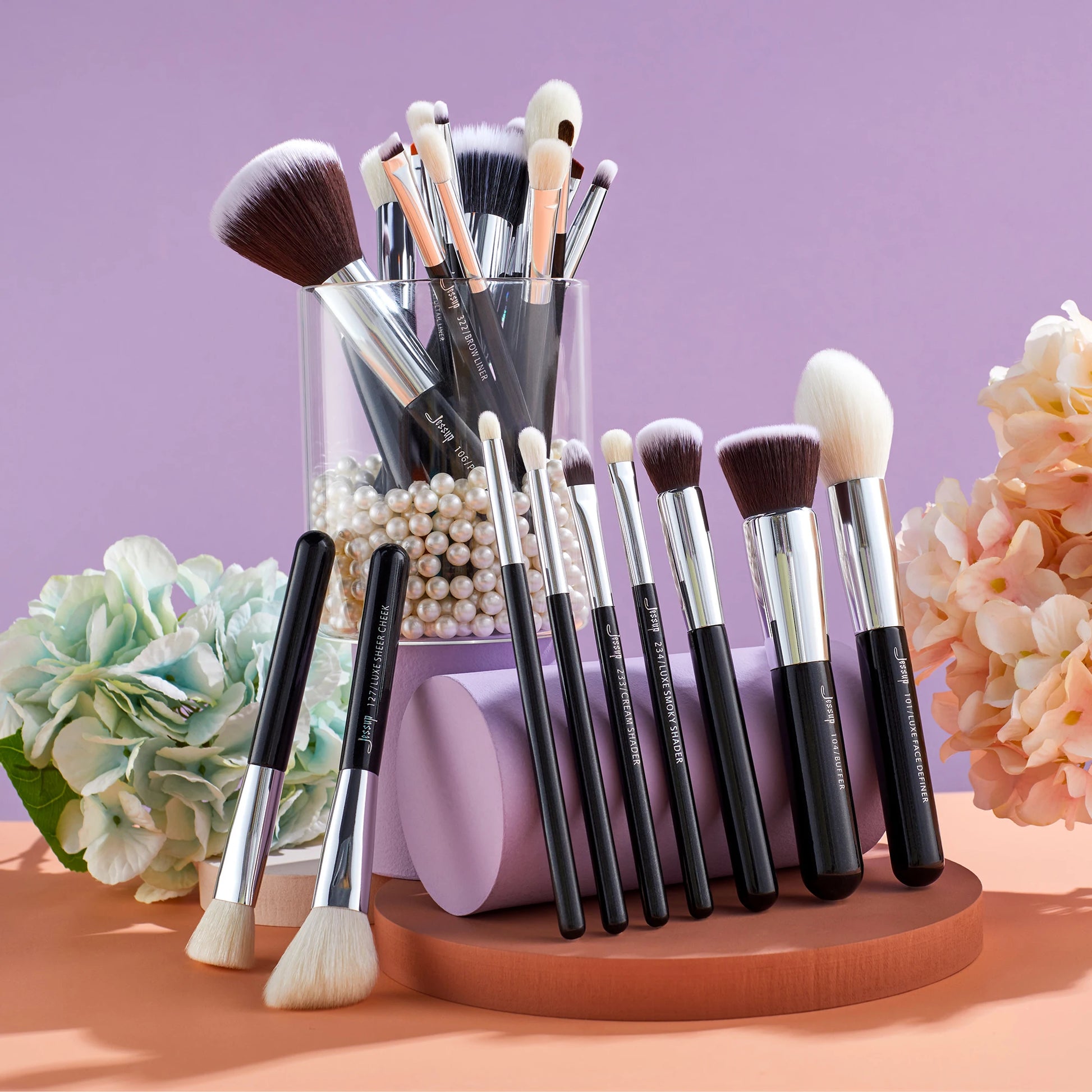 Professional 25-Piece Makeup Brush Set - Goat Hair & Synthetic Blending Brushes for Flawless Foundation, Contouring, and Eyeshadow Application