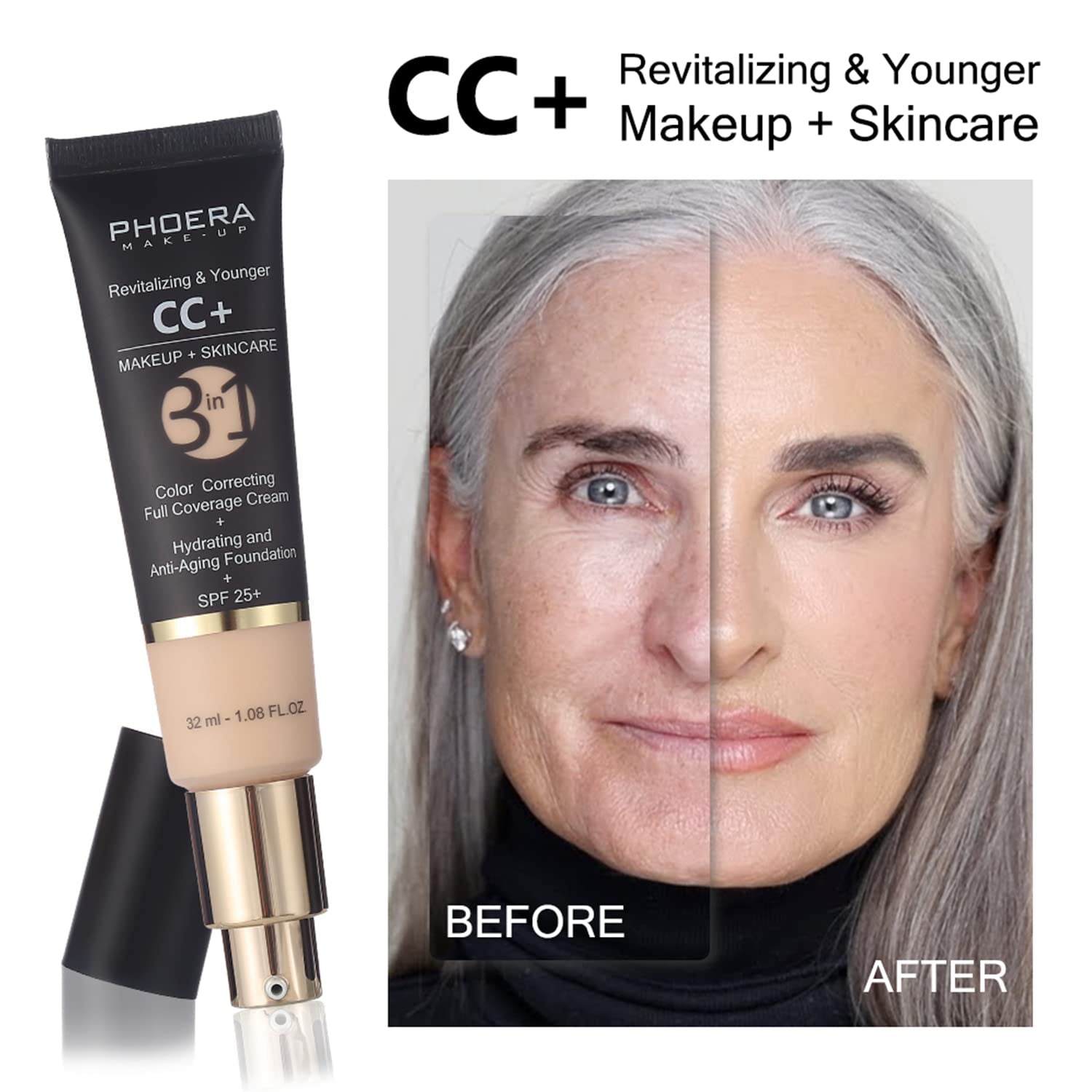 Mushroom Head Air Cushion CC Cream - Flawless Natural Foundation with SPF, Color Correcting & Anti-Aging Hydrating Serum in Warm Nude & Nude