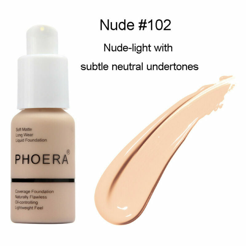 Experience Flawless Skin with PHOERA Full Coverage Foundation - Brighten and Long-Lasting Finish in Your Perfect Shade