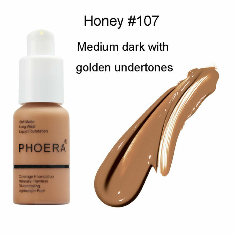 Experience Flawless Skin with PHOERA Full Coverage Foundation - Brighten and Long-Lasting Finish in Your Perfect Shade