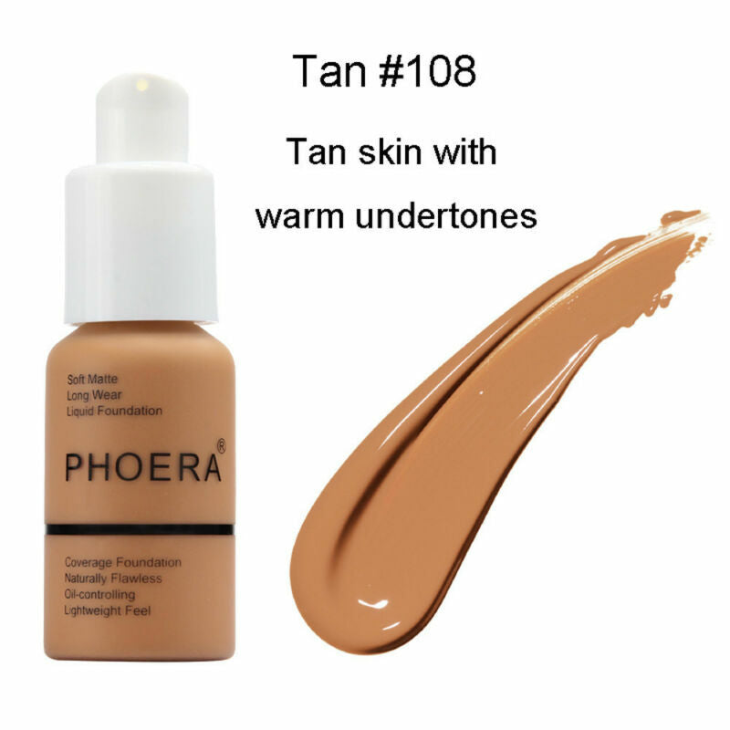 Experience Flawless Skin with PHOERA Full Coverage Foundation - Brighten and Long-Lasting Finish in Your Perfect Shade