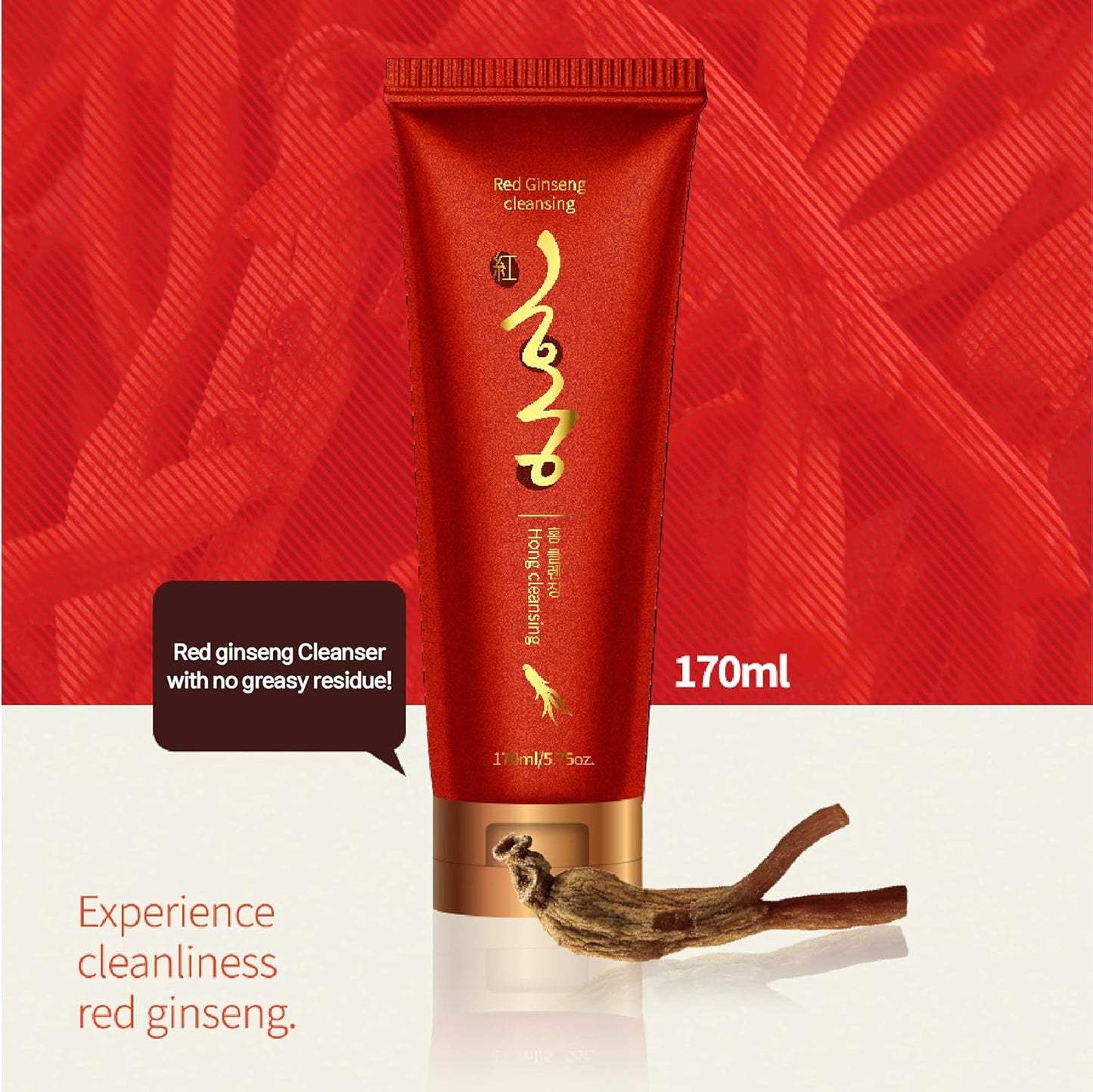 Korean Red Ginseng Foam Cleanser 170Ml Deep Clean & Moisture Daily Cleanser Foam 20,000PPM RED Ginseng & Hibiscus & Pearl Extract Daily Skin Care