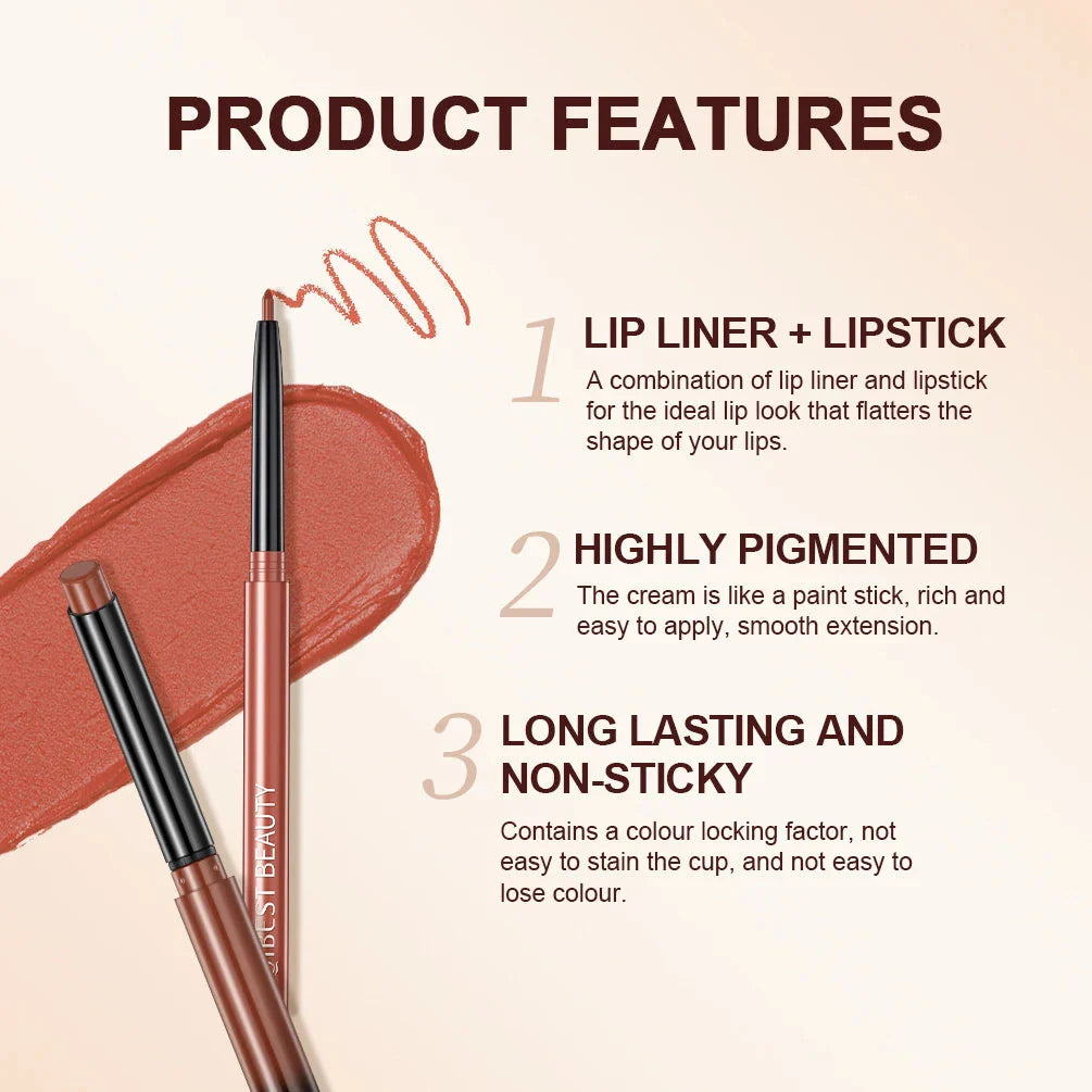 QIBEST 2-Piece Matte Velvet Lipstick and Lip Liner Set - Long Lasting, Waterproof, and Perfect for a Sexy Red Lip Look