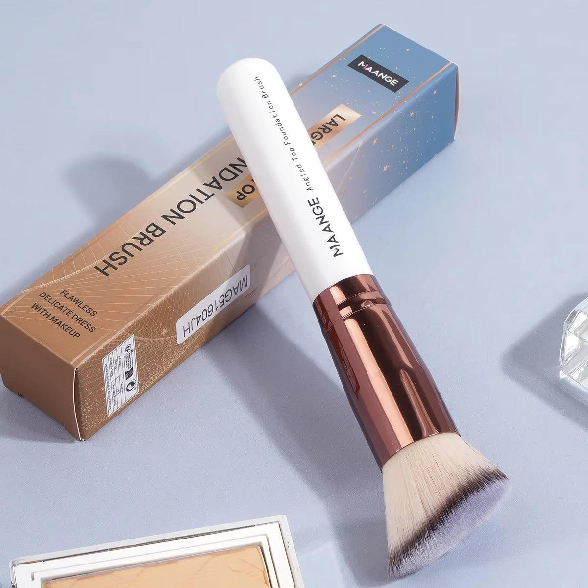 Elevate Your Makeup Game with the 2PCS Flat Angled Kabuki Foundation Brush Set - Perfect for Flawless Application and Seamless Blending!