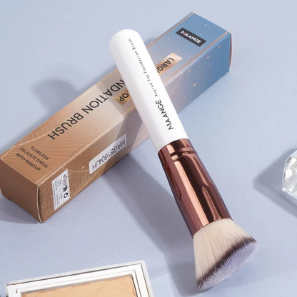 Elevate Your Makeup Game with the 2PCS Flat Angled Kabuki Foundation Brush Set - Perfect for Flawless Application and Seamless Blending!