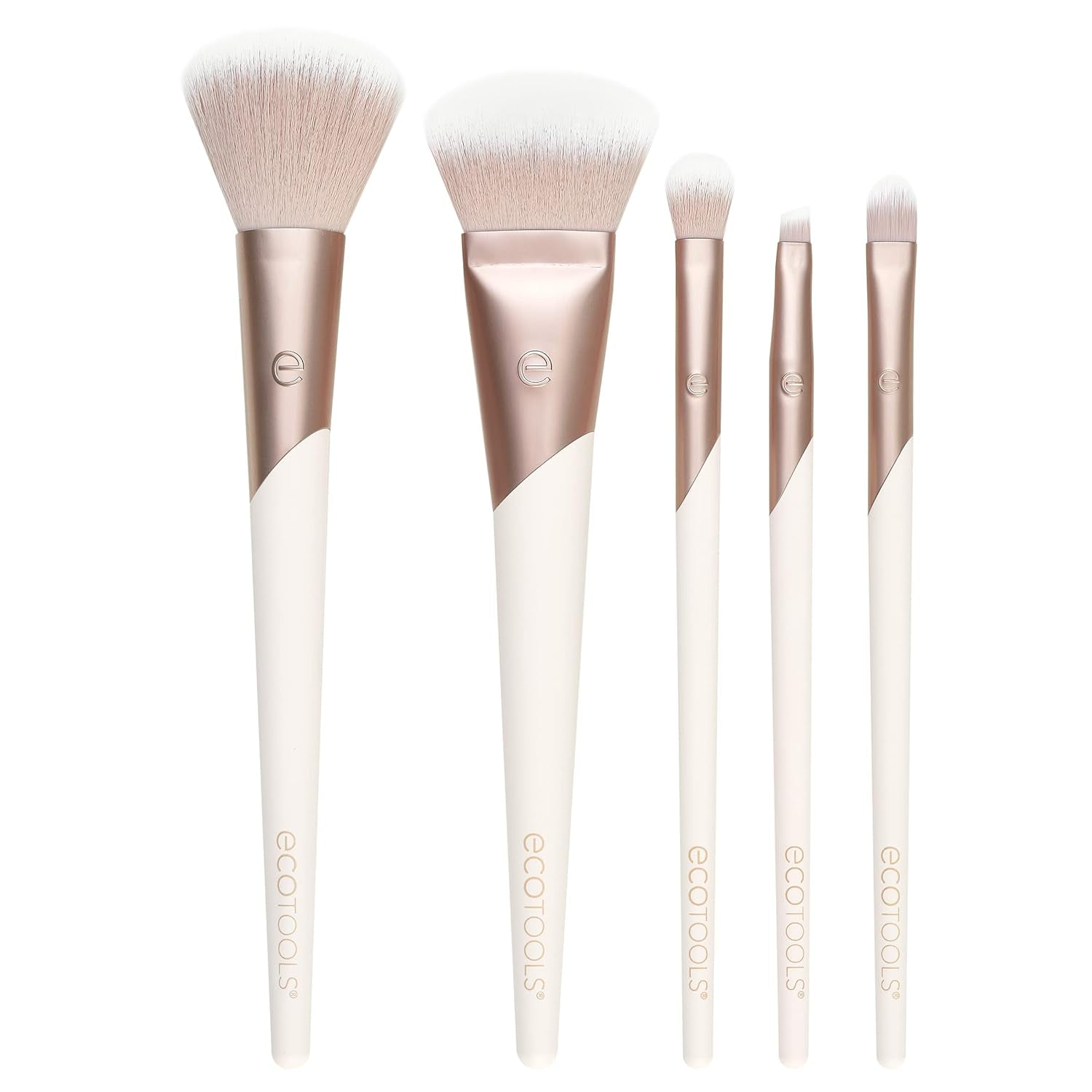 Elevate Your Makeup Game with the Luxe Natural Elegance 5-Piece Professional Brush Set - Vegan & Cruelty-Free!