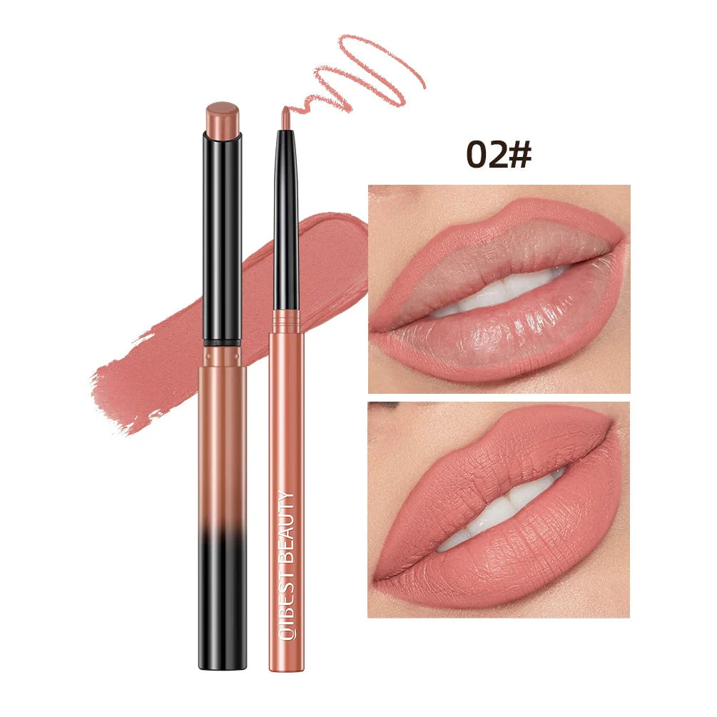 QIBEST 2-Piece Matte Velvet Lipstick and Lip Liner Set - Long Lasting, Waterproof, and Perfect for a Sexy Red Lip Look