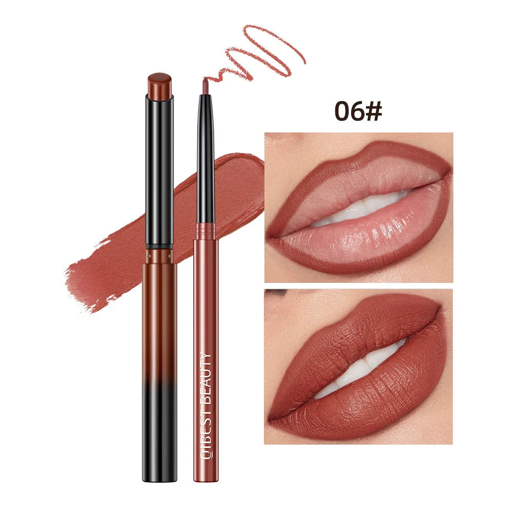QIBEST 2-Piece Matte Velvet Lipstick and Lip Liner Set - Long Lasting, Waterproof, and Perfect for a Sexy Red Lip Look