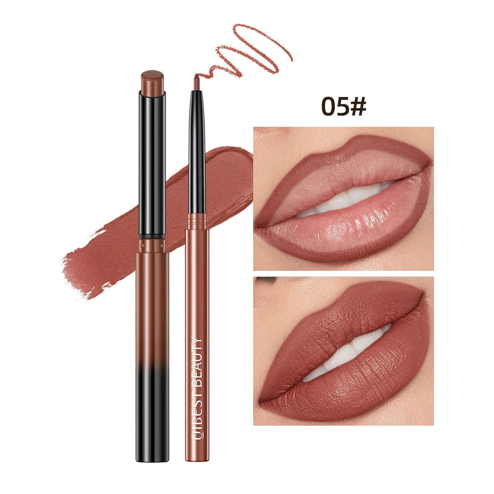 QIBEST 2-Piece Matte Velvet Lipstick and Lip Liner Set - Long Lasting, Waterproof, and Perfect for a Sexy Red Lip Look