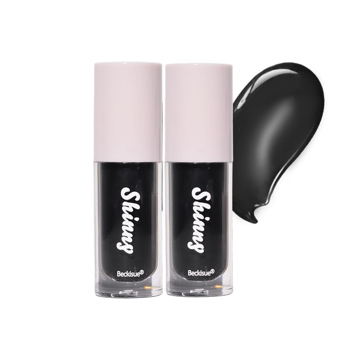 2Pcs Translucent Black Lip Oil Set,Black Glossy Lipgloss,Plumping Lip Tint,Hydrating Mirror High-Shine Lip Gloss,Long Lasting Moisturizing Non-Sticky Lipgloss
