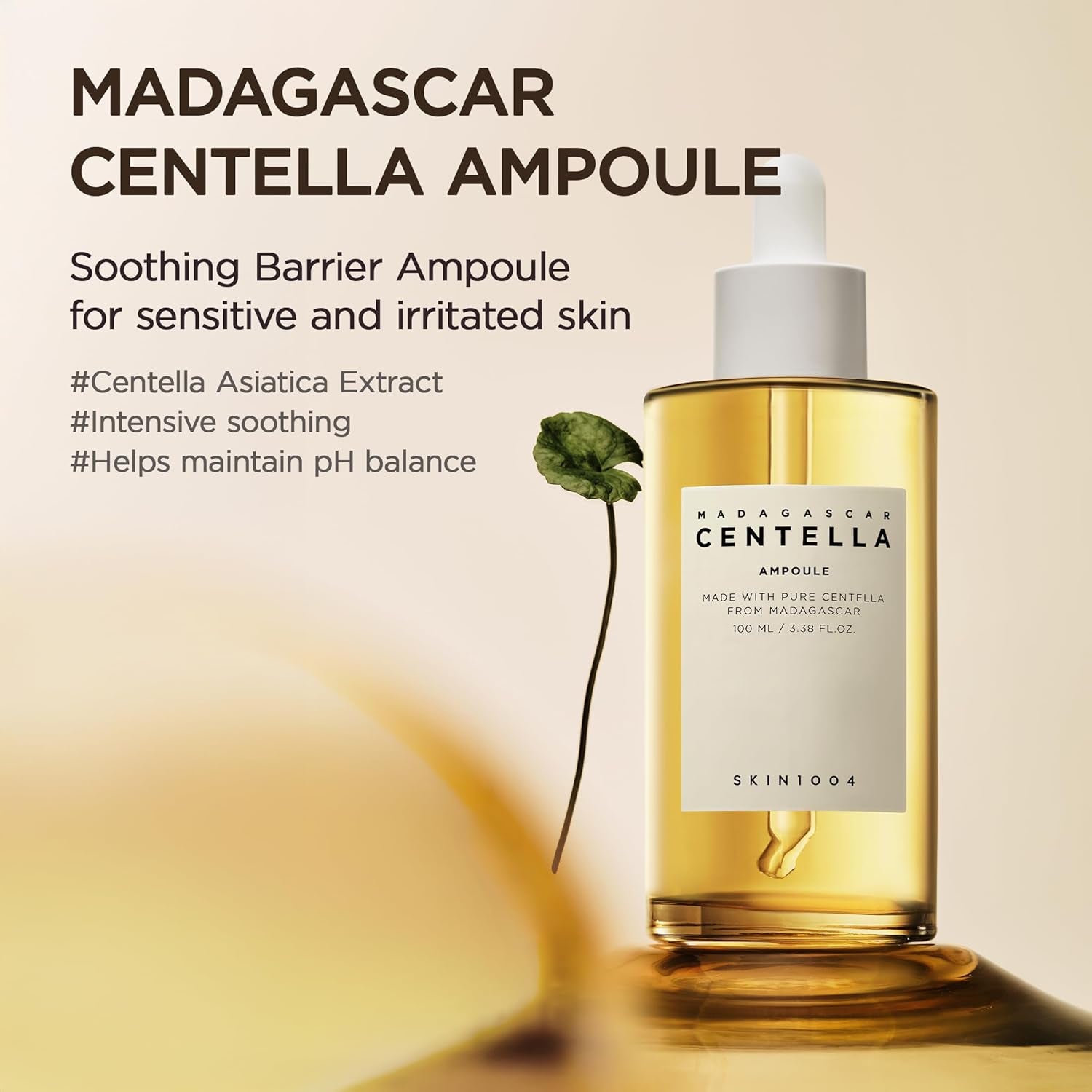Madagascar Centella Asiatica Ampoule Facial Serum 1.85 Fl.Oz, 55Ml, Soothes Acne Prone and Sensitive Skin