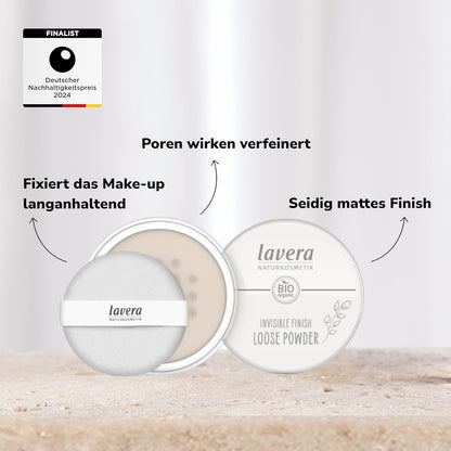 Invisible Finish Loose Powder - Long Lasting Setting Powder - Sets Make up & Provides Matte Finish - Transparent Face Powder - PETA Certified - Vegan - Made in Germany - 0.4 Oz