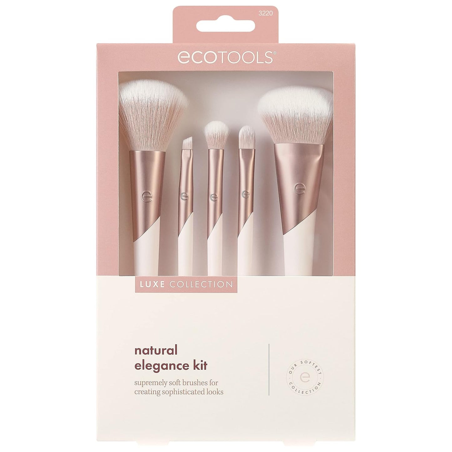 Elevate Your Makeup Game with the Luxe Natural Elegance 5-Piece Professional Brush Set - Vegan & Cruelty-Free!