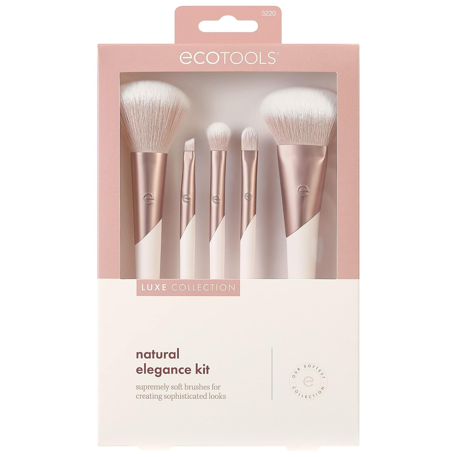 Elevate Your Makeup Game with the Luxe Natural Elegance 5-Piece Professional Brush Set - Vegan & Cruelty-Free!