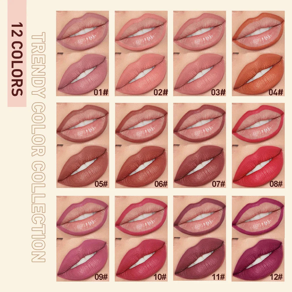 QIBEST 2-Piece Matte Velvet Lipstick and Lip Liner Set - Long Lasting, Waterproof, and Perfect for a Sexy Red Lip Look