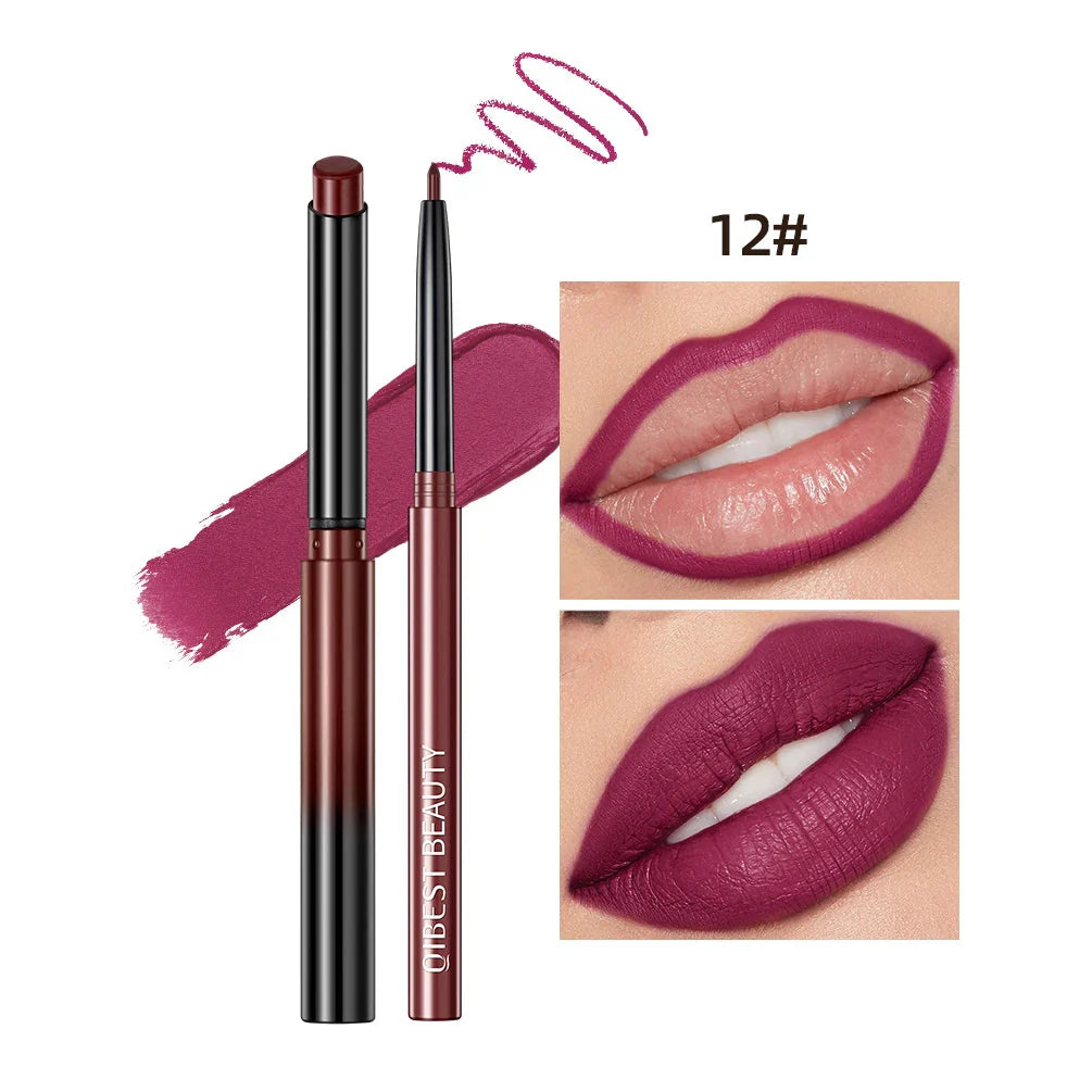 QIBEST 2-Piece Matte Velvet Lipstick and Lip Liner Set - Long Lasting, Waterproof, and Perfect for a Sexy Red Lip Look