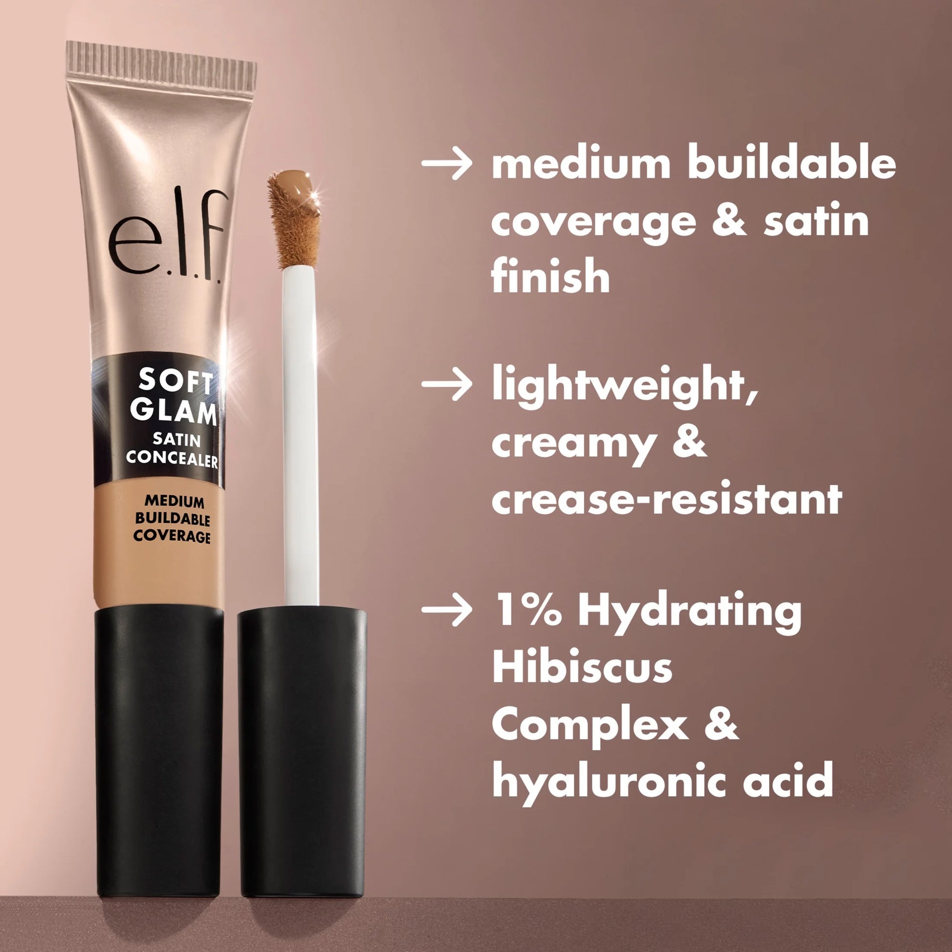 E.L.F. Soft Glam Satin Concealer - Lightweight, Buildable Coverage in 21 Light Neutral, 0.21 Fl Oz