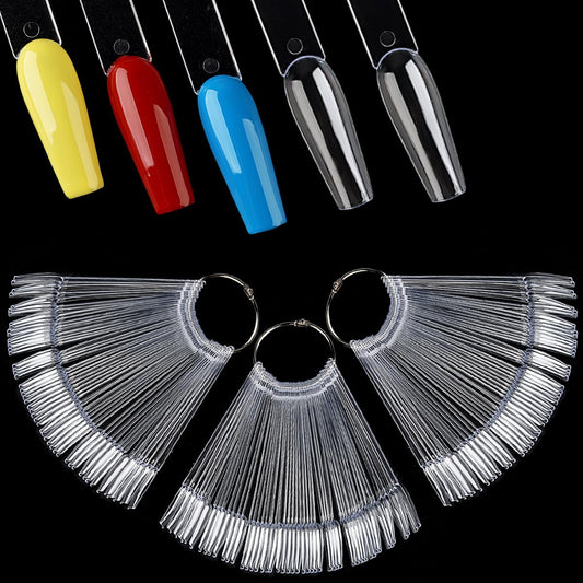 Clear Nail Color Swatch Sticks, 150Pcs with Ring, Ballerina Practice Tips, Polish Display Samples, Stuff for Nail Techs